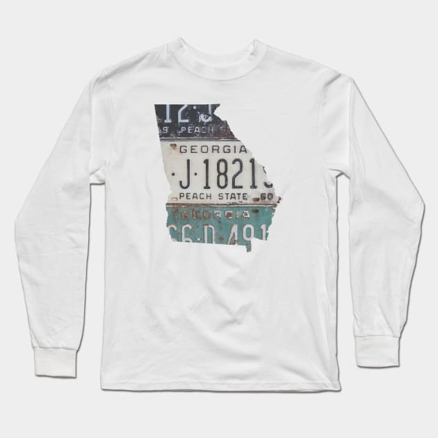 Vintage Georgia License Plates Long Sleeve T-Shirt by juniperandspruce